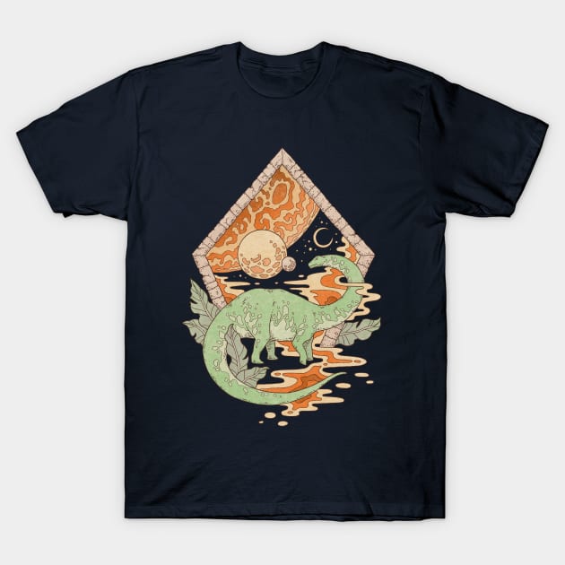 Aeon Archway: Apatosaurus | Dinosaur Science Fiction Art T-Shirt by OMEGAFAUNA